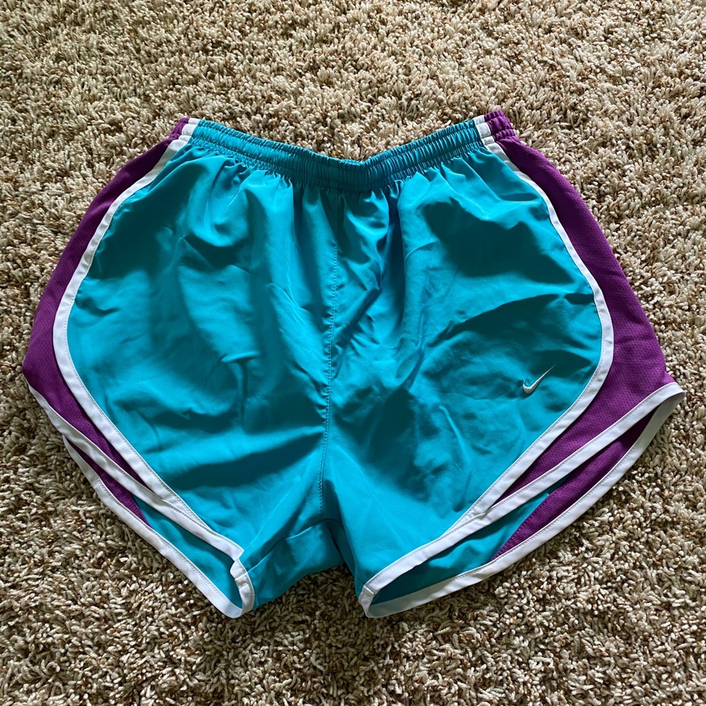 Nike dri-fit running shorts purple and blue